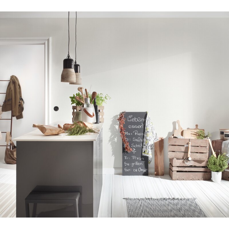 Unitapete mit feinem Strukturmuster Weiß - Dezente Vlies Tapete modern (272911)