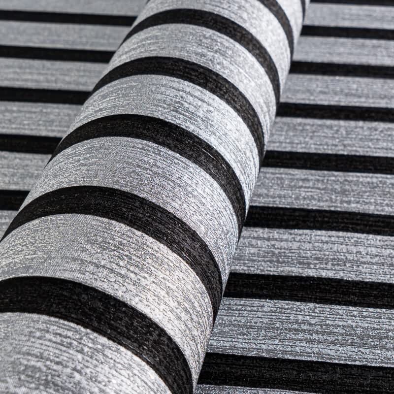 Streifen-Tapete Metallic Grau Schwarz - Vliestapete glänzend - Mustertapete modern (786271)