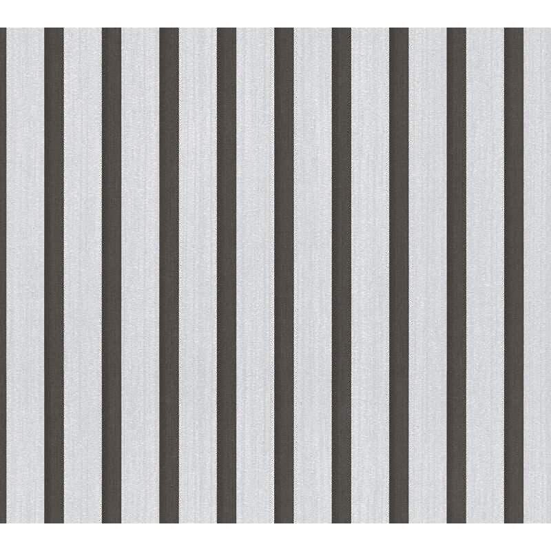 Streifen-Tapete Metallic Grau Schwarz - Vliestapete glänzend - Mustertapete modern (786271)