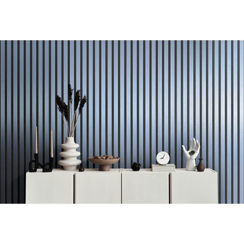 Streifen-Tapete Metallic Blau Schwarz - Vliestapete glänzend - Mustertapete modern (786273)