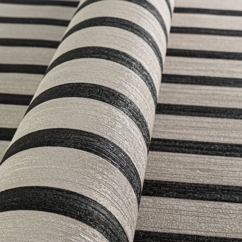 Streifen Tapete Beige Schwarz - Vlies Tapete modern - Mustertapete matt (786283)