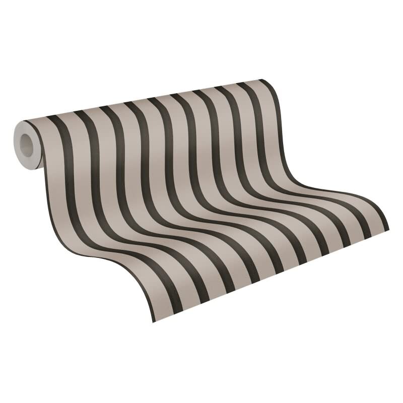 Streifen Tapete Beige Schwarz - Vlies Tapete modern - Mustertapete matt (786283)