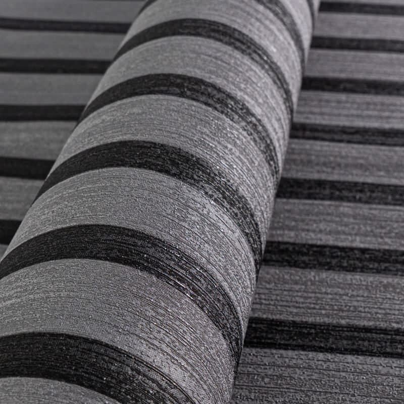 Streifentapete Grau Schwarz - Vliestapete modern - Muster Tapete matt (786284)