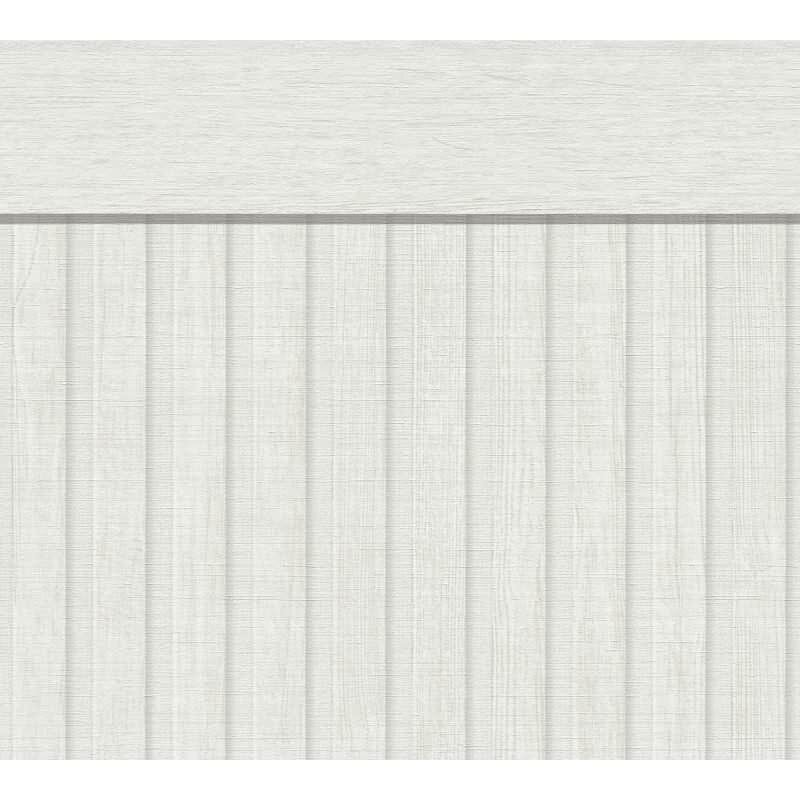 Sockeltapete in Holzoptik Weiß Creme - Wandpaneel hell vertikal - Vliestapete modern (397443)