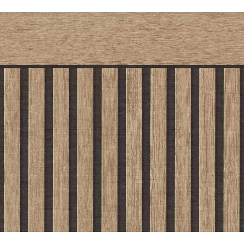 Sockeltapete in Holzoptik Braun Schwarz - Wandpaneel-Streifen - Vliestapete rustikal (397444)