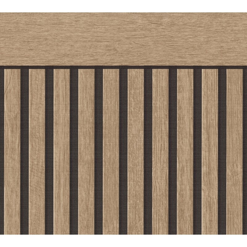 Sockeltapete in Holzoptik Braun Schwarz - Wandpaneel-Streifen - Vliestapete rustikal (397444)