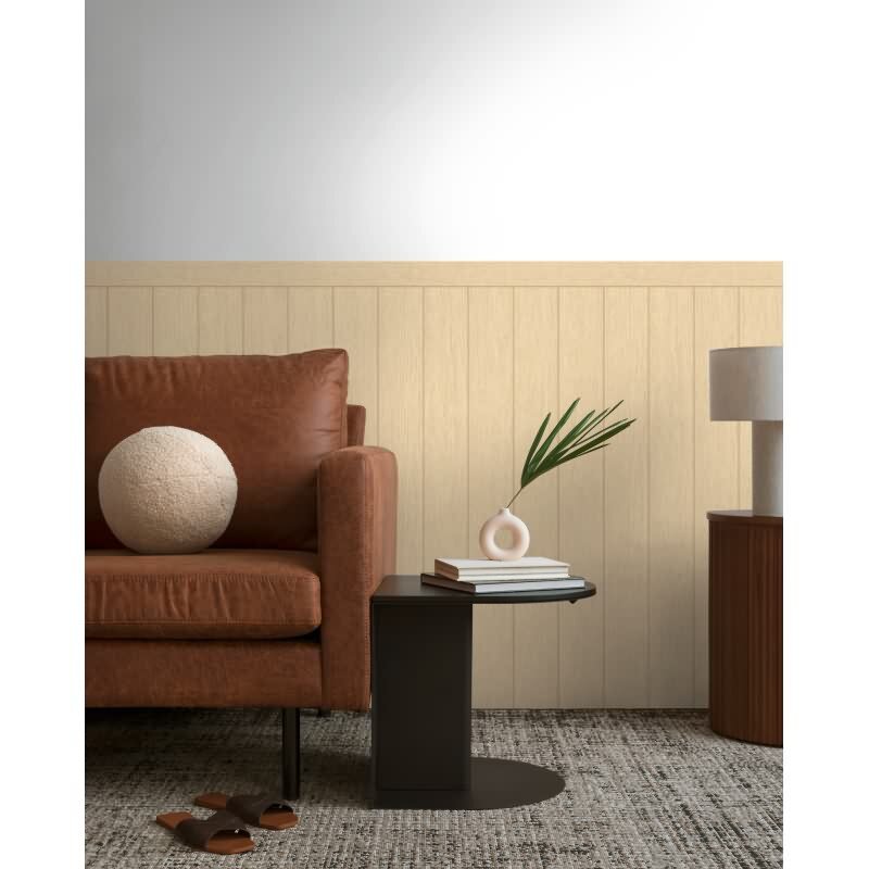 Sockeltapete in Holzoptik Creme Beige - Wandpaneel dezent strukturiert - Vliestapete (398033)
