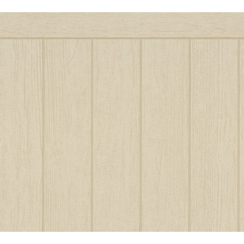 Sockeltapete in Holzoptik Creme Beige - Wandpaneel dezent strukturiert - Vliestapete (398033)