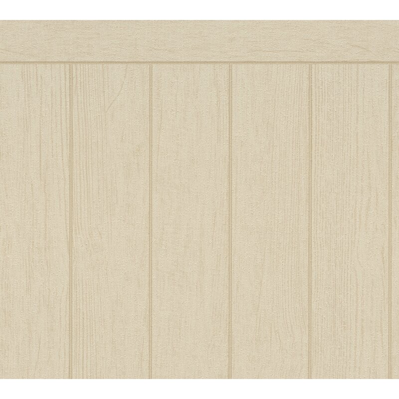 Sockeltapete in Holzoptik Creme Beige - Wandpaneel dezent strukturiert - Vliestapete (398033)