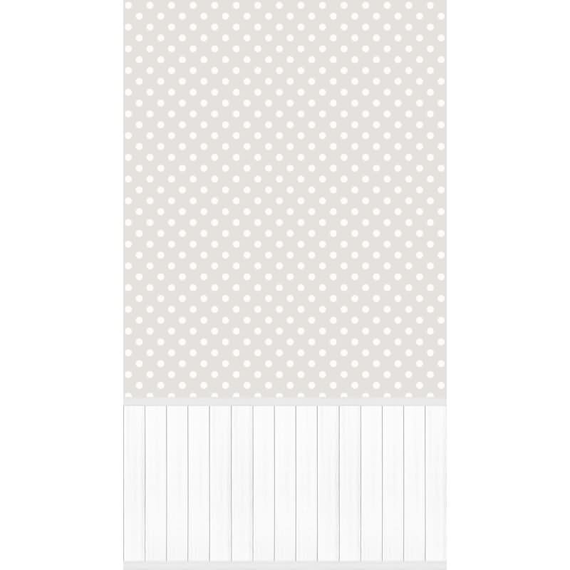 Fototapete Taupe mit weißen Punkten & Holzpaneel - Vliestapete erweiterbar modern (398062)