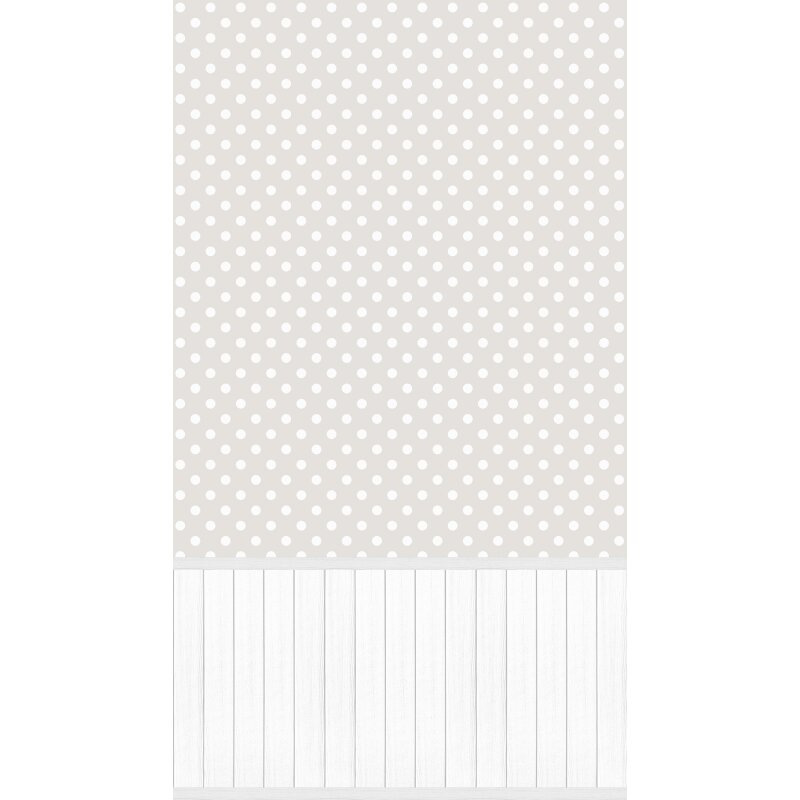Fototapete Taupe mit weißen Punkten & Holzpaneel - Vliestapete erweiterbar modern (398062)
