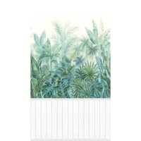 Fototapete Aquarell-Dschungel mit Holzpaneel Wei&szlig; -...