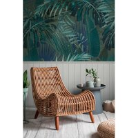 Fototapete Tropenbl&auml;tter Dunkelgr&uuml;n Blau mit...