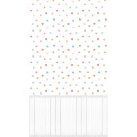 Fototapete Bunte Punkte auf Wei&szlig; mit Holzpaneel -...