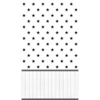 Fototapete Schwarze Sterne auf Wei&szlig; mit Holzpaneel...