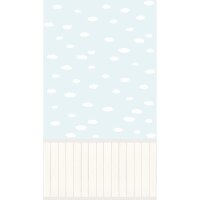 Fototapete Wolkenmuster auf Hellblau mit Holzpaneel -...