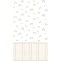 Fototapete Regenbogenmuster Pastell mit Holzpaneel...