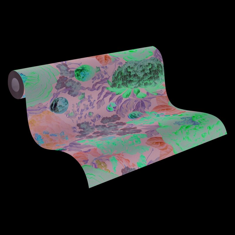 Dunkle Blumentapete mit üppigen Pfingstrosen und Schmetterlingen (399791)