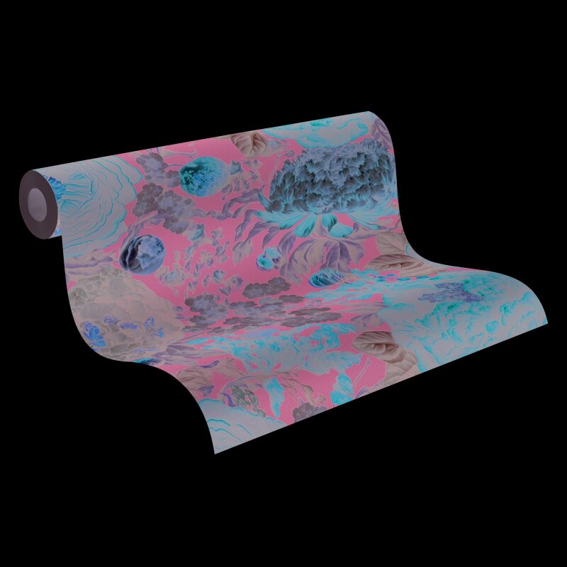 Vliestapete mit großen Blüten in Grün-Braun und Vintage-Flair (399793)