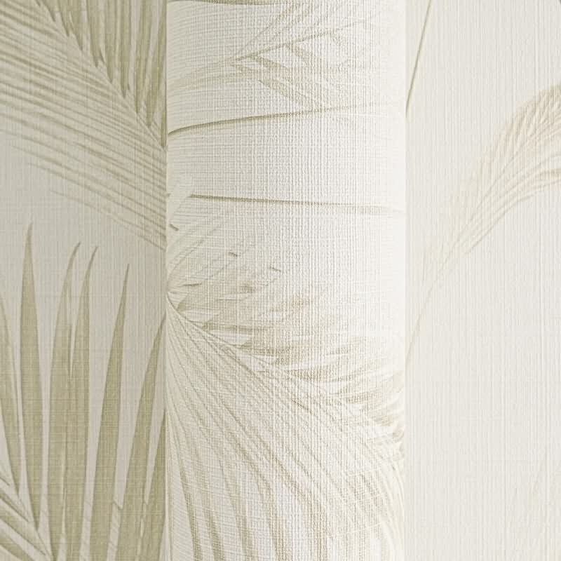 Vliestapete mit Palmenblättern in Beige auf hellem Hintergrund (399801)