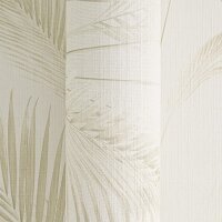 Vliestapete mit Palmenbl&auml;ttern in Beige auf hellem...