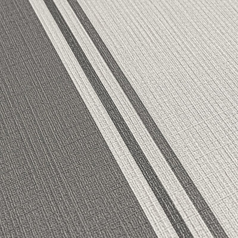 Vliestapete mit grauen Streifen auf hellem Hintergrund (399832)