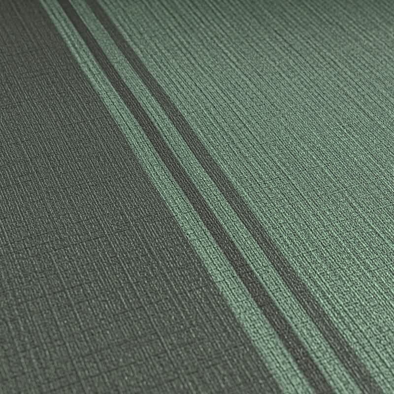 Vliestapete mit dunkelgrünen Streifen auf grünem Hintergrund (399834)