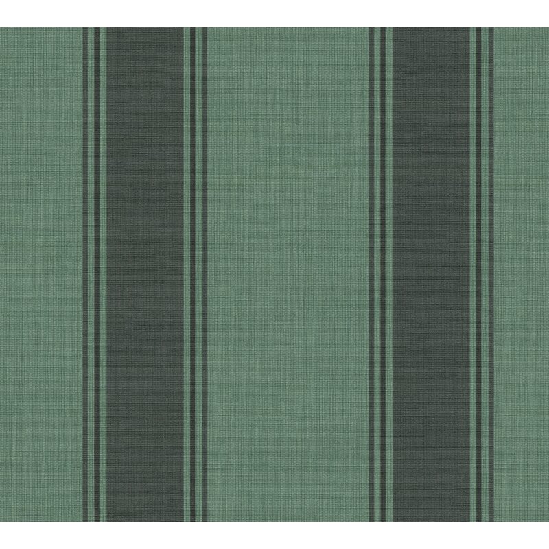 Vliestapete mit dunkelgrünen Streifen auf grünem Hintergrund (399834)
