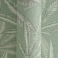 Vliestapete mit gro&szlig;en Bl&auml;ttern in Gr&uuml;n...