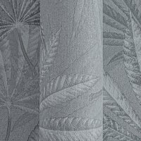 Vliestapete mit gro&szlig;en Bl&auml;ttern in Grau auf...