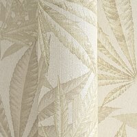 Vliestapete mit gro&szlig;en Bl&auml;ttern in Beige auf...