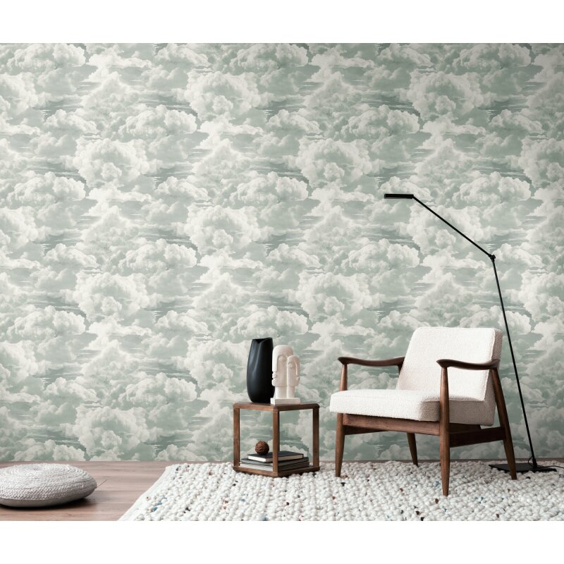 Vliestapete mit Wolkenmotiv in Grau-Weiß (399851)
