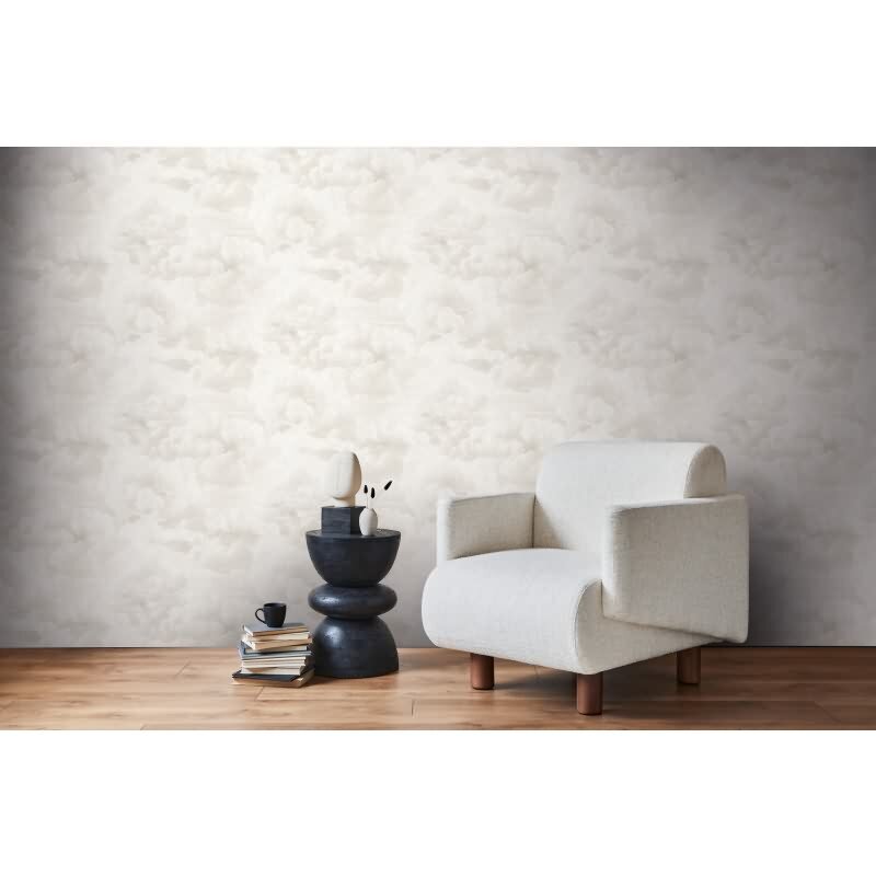 Vliestapete mit Wolkenmotiv in Weiß-Creme (399852)