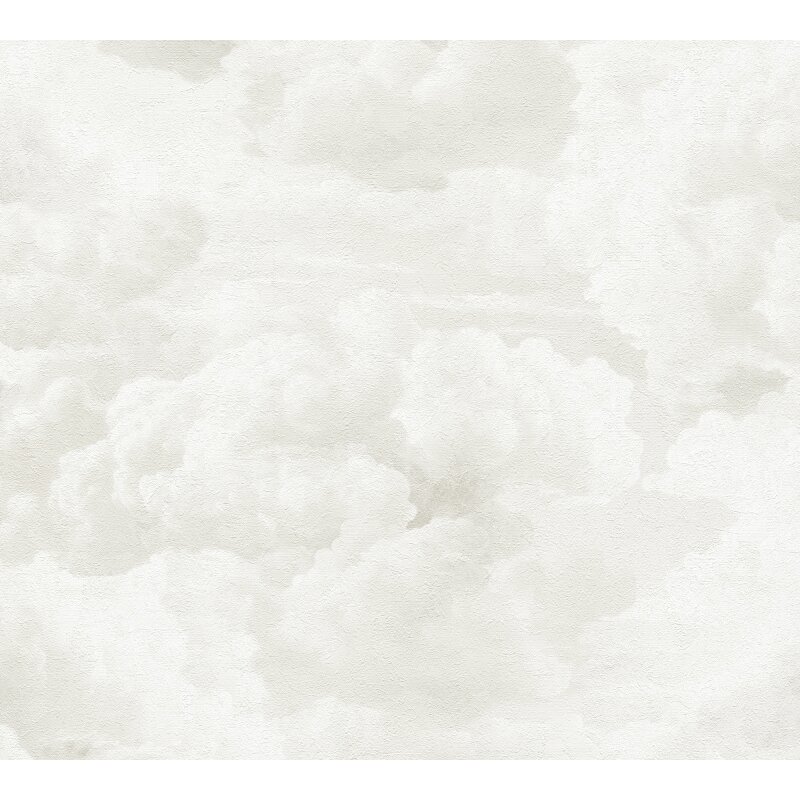 Vliestapete mit Wolkenmotiv in Weiß-Creme (399852)