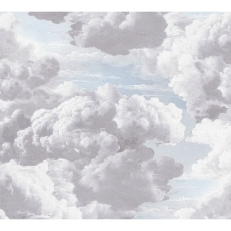 Vliestapete mit Wolkenmotiv in Grau-Weiß und Blau (399856)