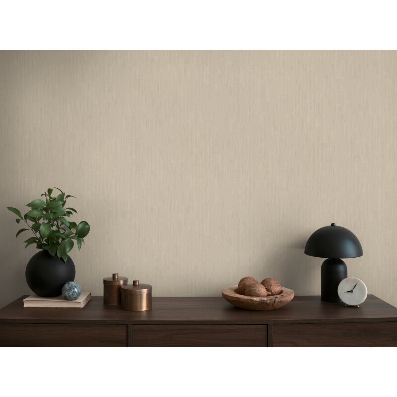 Vliestapete in Beige mit feiner Textiloptik (399867)