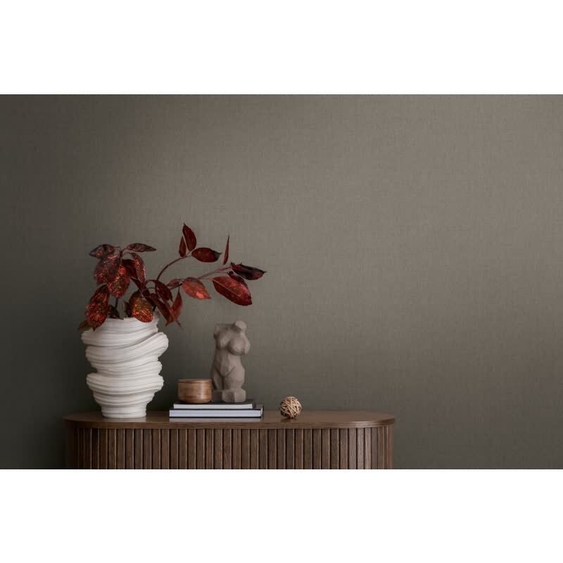 Vliestapete in Anthrazit mit textiler Leinenoptik (399884)