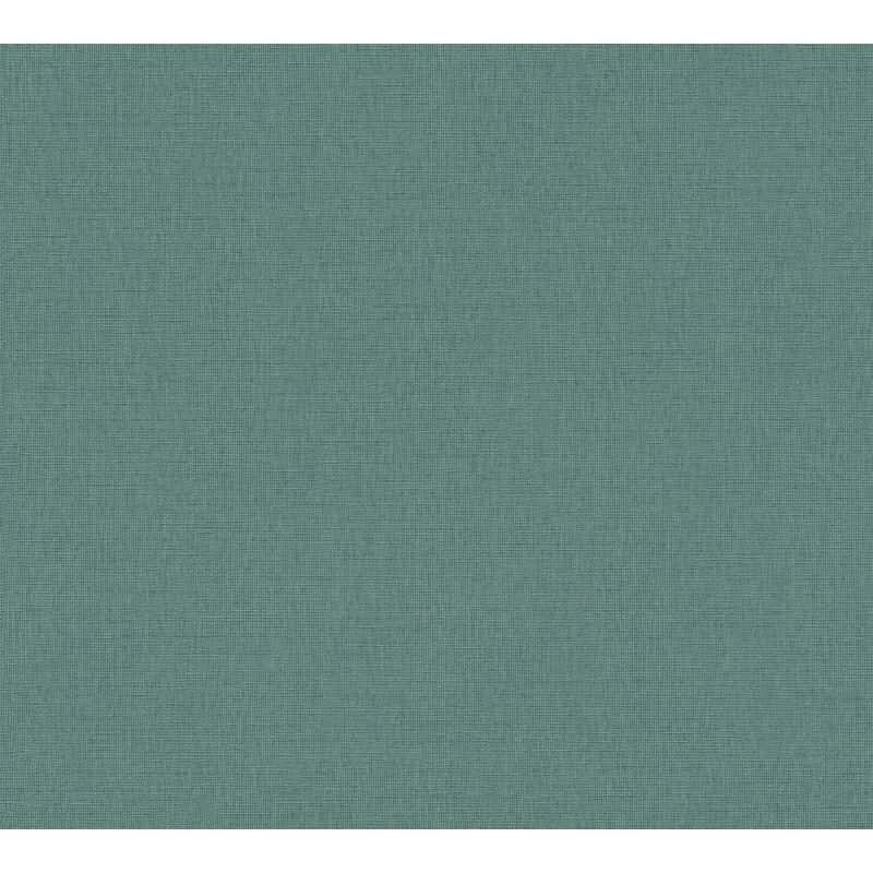 Vliestapete in Petrol mit Leinenstruktur (399885)