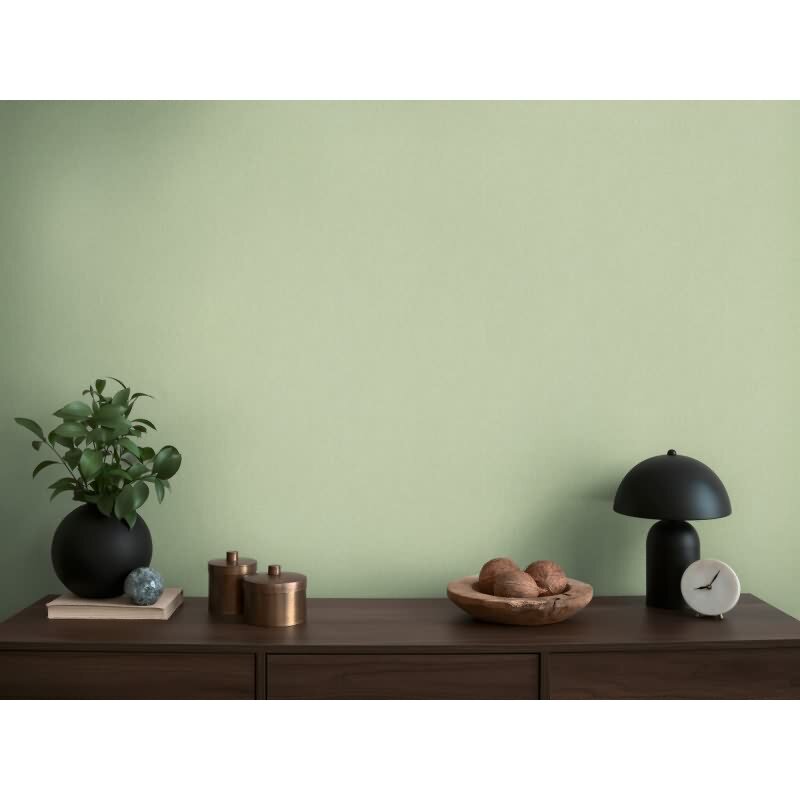 Vliestapete in Salbeigrün mit Leinenstruktur (399886)