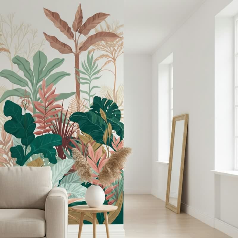 Fototapete Blätter, Dschungel Floral Vliestapete Natur, Dschungel matt in Grün für Wohnzimmer, Schlafzimmer, Büro (42223)