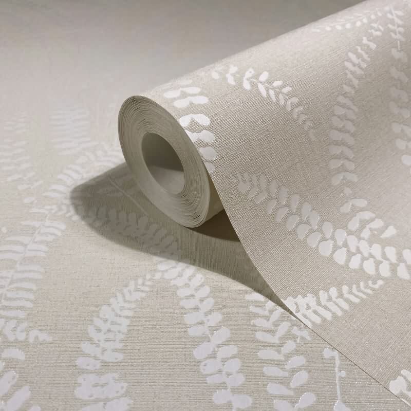 Vliestapete Blätter, Ranken Floral Natur in Beige für Wohnzimmer, Schlafzimmer, Büro (82504)