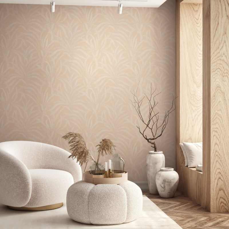 Vliestapete Blätter, Ranken Floral Natur in Orange für Wohnzimmer, Schlafzimmer, Büro (82506)