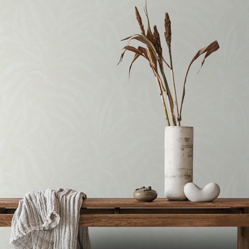 Vliestapete Blätter, Ranken Floral Natur in Weiß für Wohnzimmer, Schlafzimmer, Büro (82507)