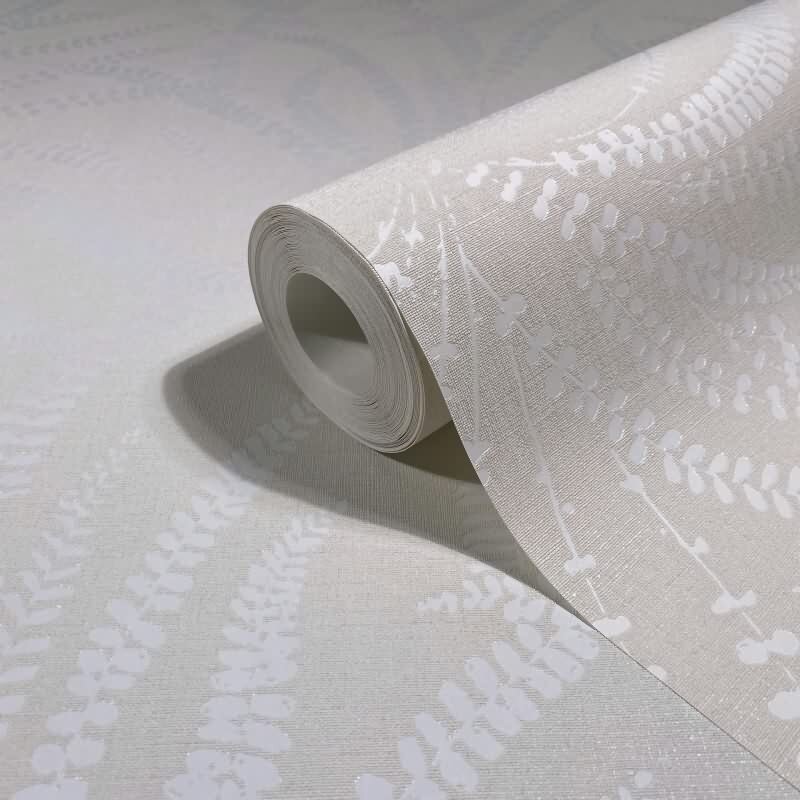 Vliestapete Blätter, Ranken Floral Natur in Weiß für Wohnzimmer, Schlafzimmer, Büro (82507)