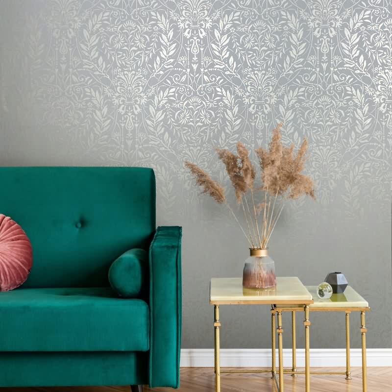 Vliestapete Ornament Floral Natur in Grau für Wohnzimmer, Schlafzimmer, Büro (82509)