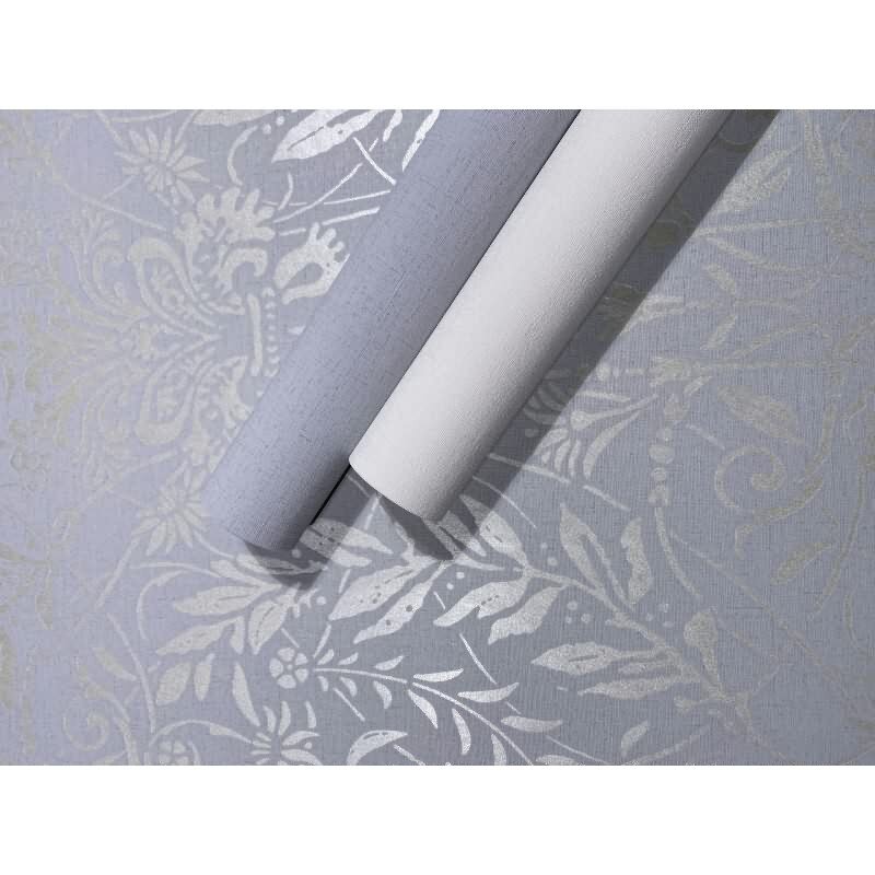 Vliestapete Ornament Floral Natur in Grau für Wohnzimmer, Schlafzimmer, Büro (82509)