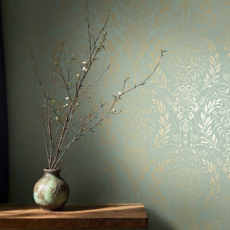 Vliestapete Ornament Floral Natur in Grün für Wohnzimmer, Schlafzimmer, Büro (82510)