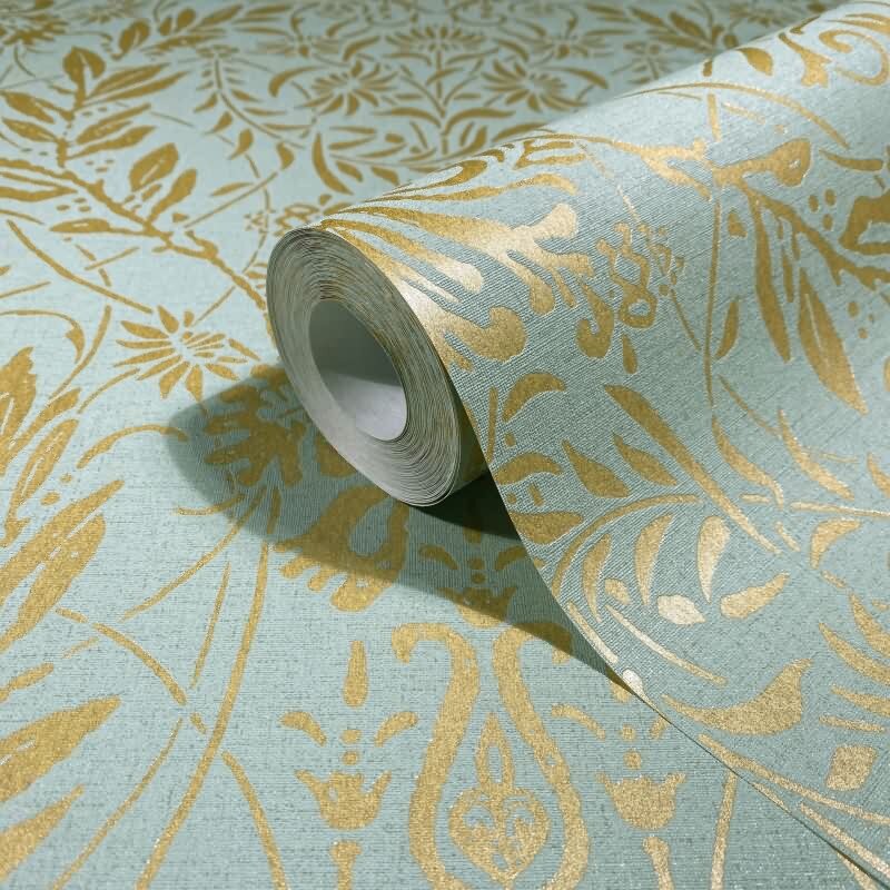 Vliestapete Ornament Floral Natur in Grün für Wohnzimmer, Schlafzimmer, Büro (82510)