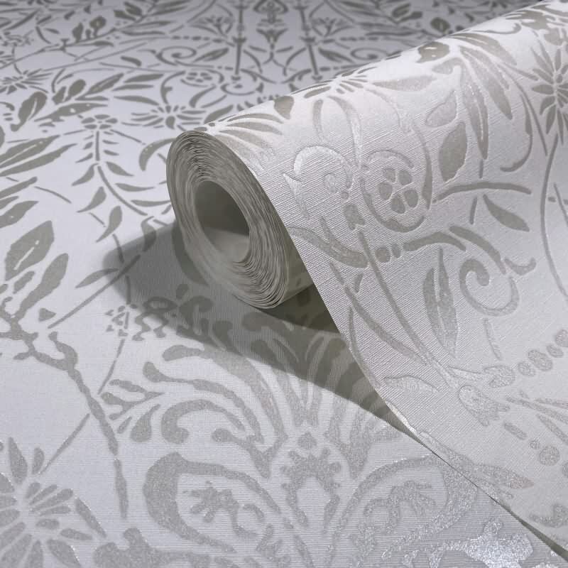 Vliestapete Ornament Floral Natur in Weiß für Wohnzimmer, Schlafzimmer, Büro (82511)