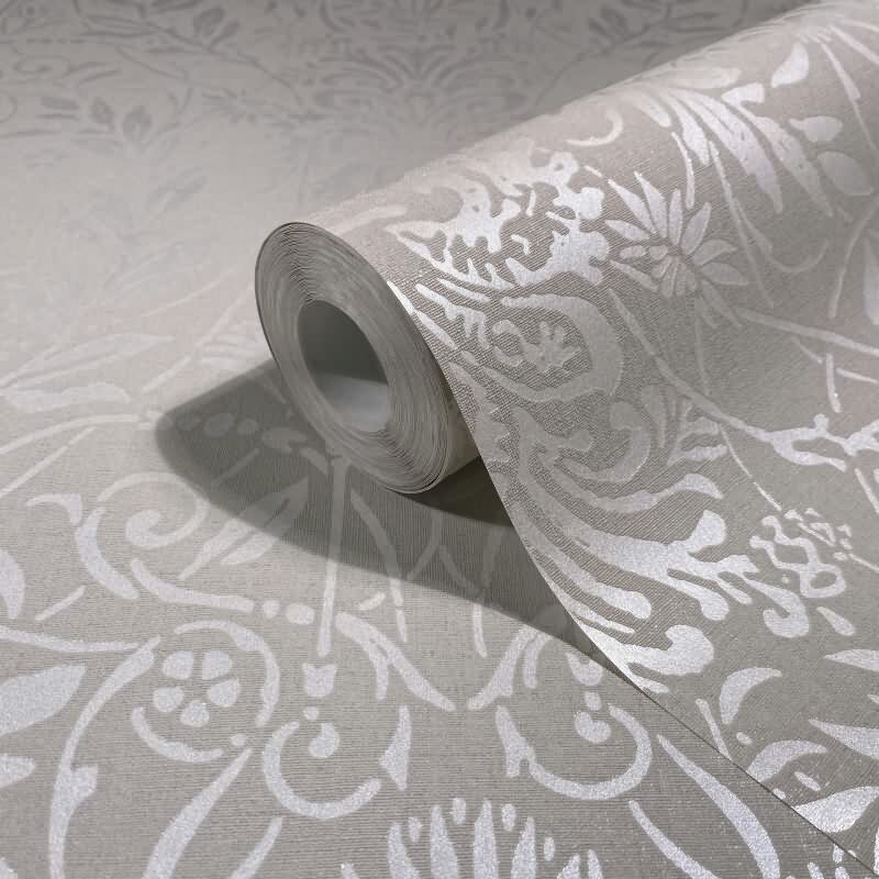 Vliestapete Ornament Floral Natur in Grau für Wohnzimmer, Schlafzimmer, Büro (82512)